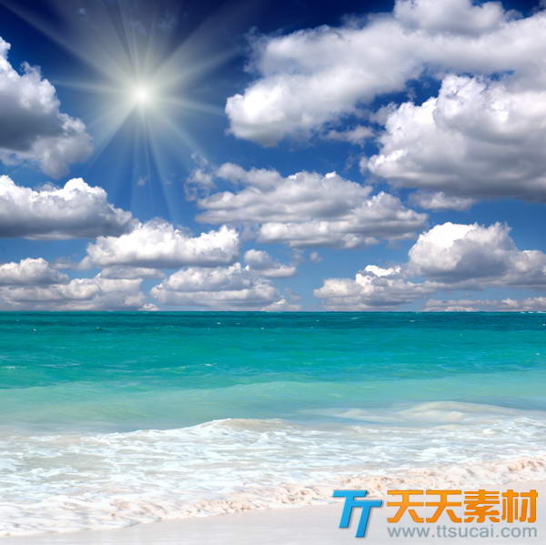 蓝天白云碧海沙滩高清图片素材