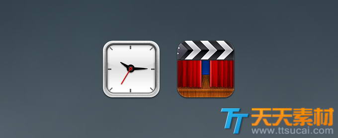 iOS7时钟与电影图标PSD素材下载