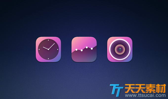 紫色扁平化iOS7图标PSD素材