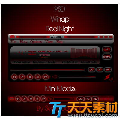 酒红色音乐播放器系统界面设计PSD