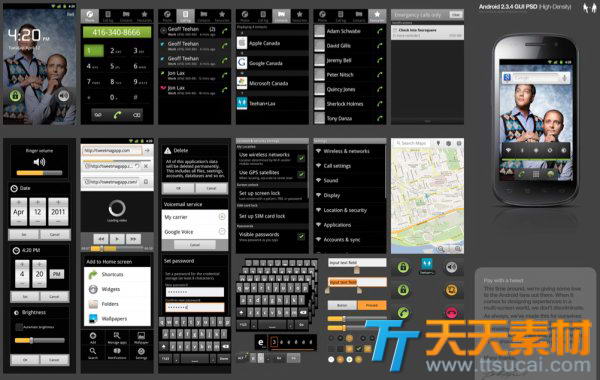 安卓系统android2.3.4 GUI手机界面PSD素材