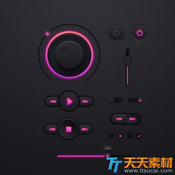 紫色播放器应用组件ui设计