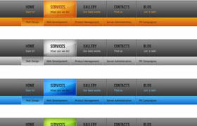 6种颜色2种风格网页导航条设计psd素材