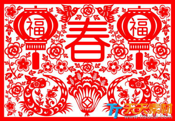 中国风新年春节剪纸矢量素材