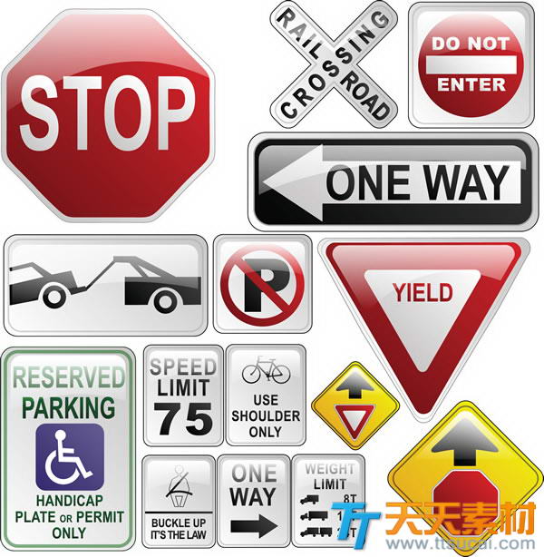 各式交通路标指示牌矢量素材